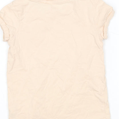NEXT Girls Beige  Cotton Basic T-Shirt Size 8 Years Round Neck