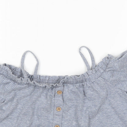 NEXT Girls Black  Polyester Basic Blouse Size 7 Years Boat Neck
