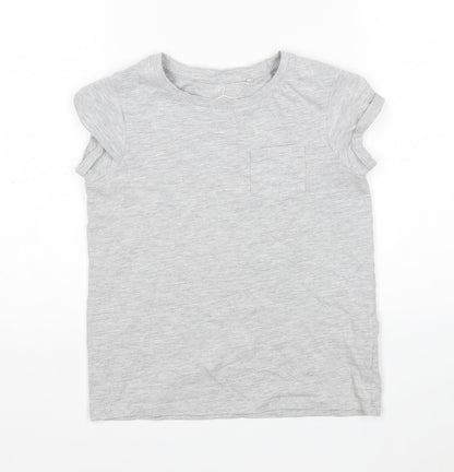 NEXT Girls Grey  Cotton Basic T-Shirt Size 8 Years Round Neck