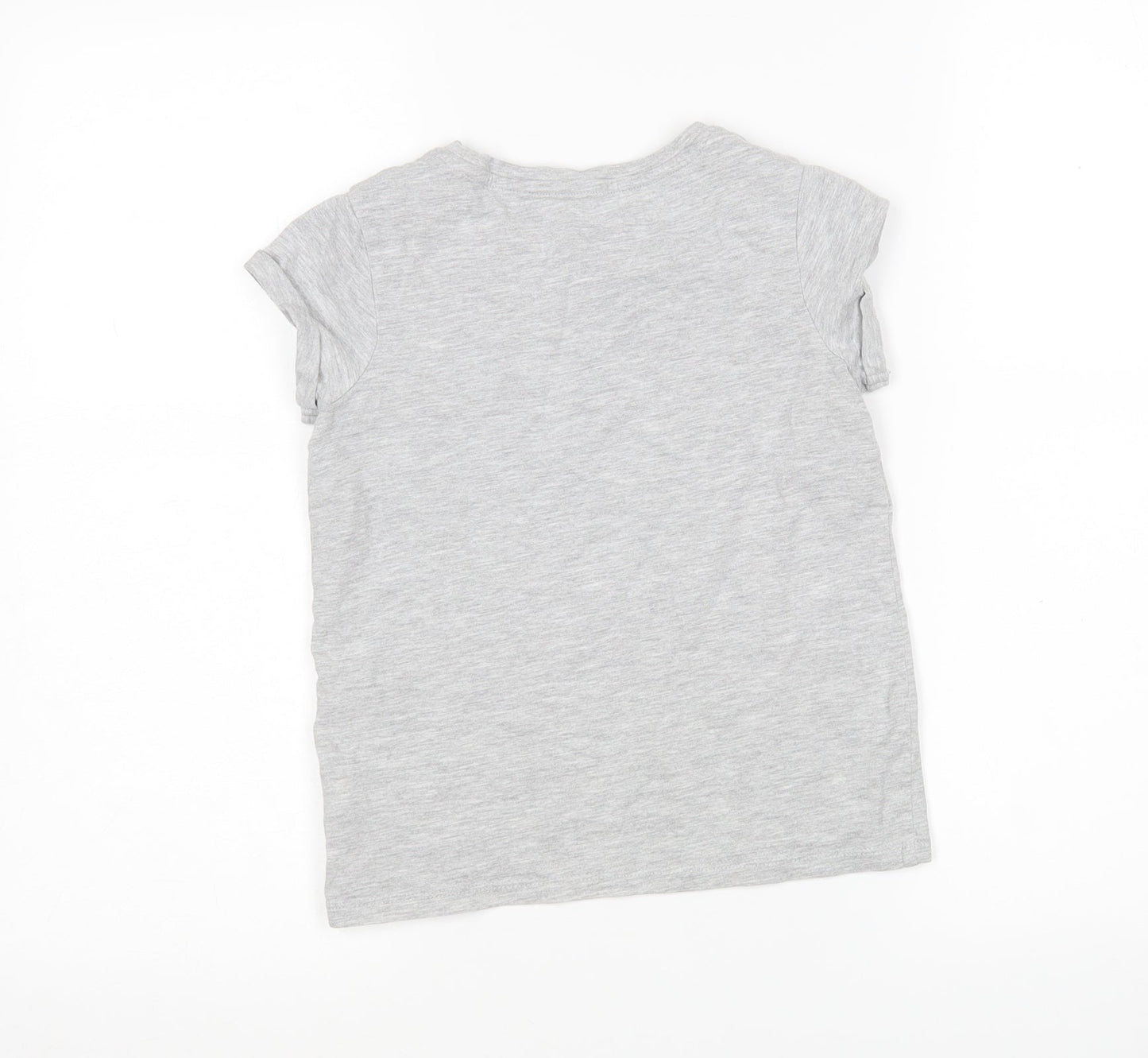 NEXT Girls Grey  Cotton Basic T-Shirt Size 8 Years Round Neck