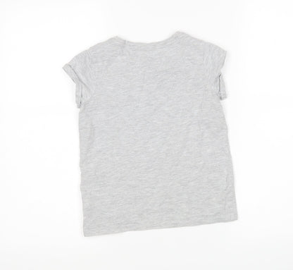 NEXT Girls Grey  Cotton Basic T-Shirt Size 8 Years Round Neck
