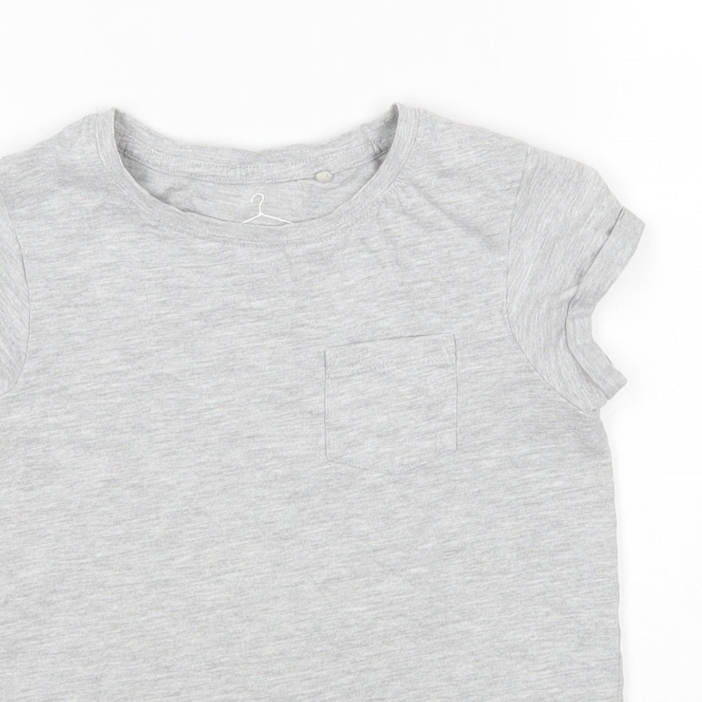 NEXT Girls Grey  Cotton Basic T-Shirt Size 8 Years Round Neck