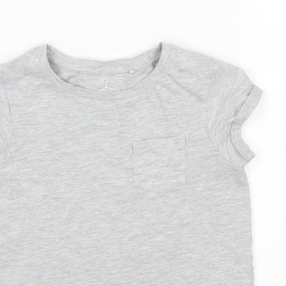 NEXT Girls Grey  Cotton Basic T-Shirt Size 8 Years Round Neck