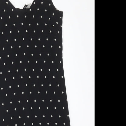 H&M Womens Black Polka Dot Polyester Pencil Dress  Size 4 V-Neck
