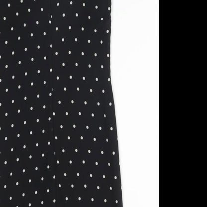 H&M Womens Black Polka Dot Polyester Pencil Dress  Size 4 V-Neck