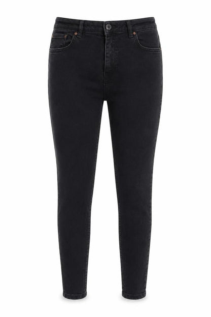 Front view of DENIM CO women’s black cotton skinny jeans, size UK 12, 28-inch leg regular