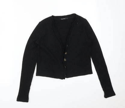 Boohoo Womens Black  Striped Polyester Cardigan Jumper Size S