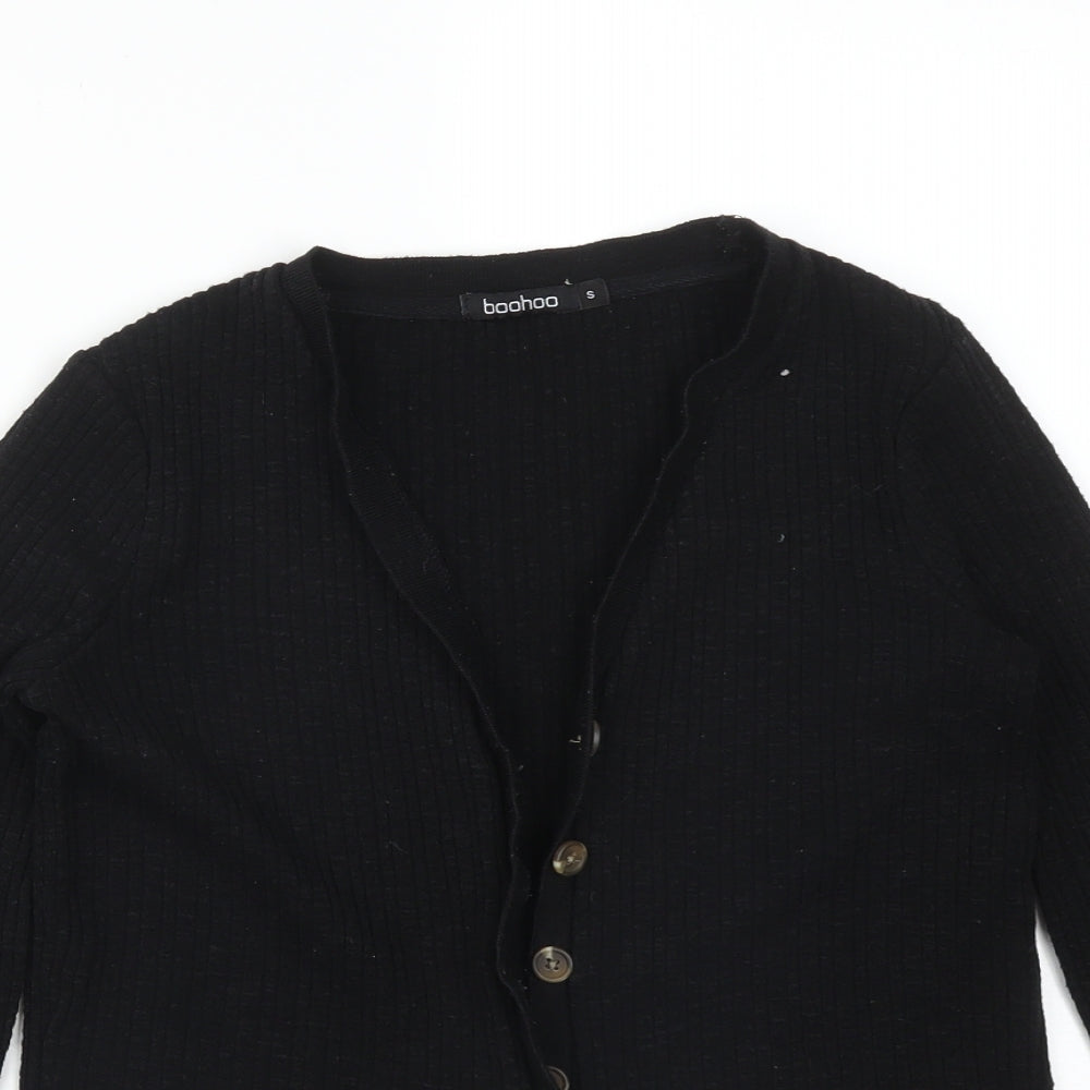 Boohoo Womens Black  Striped Polyester Cardigan Jumper Size S