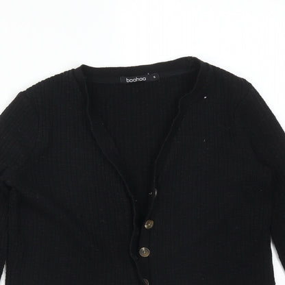 Boohoo Womens Black  Striped Polyester Cardigan Jumper Size S