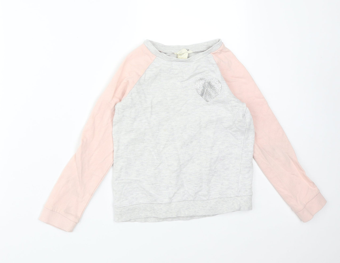 H&M Girls Multicoloured Colourblock Cotton Pullover Sweatshirt Size 7-8 Years   - HEART