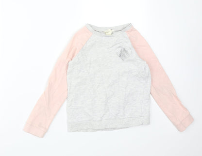 H&M Girls Multicoloured Colourblock Cotton Pullover Sweatshirt Size 7-8 Years   - HEART