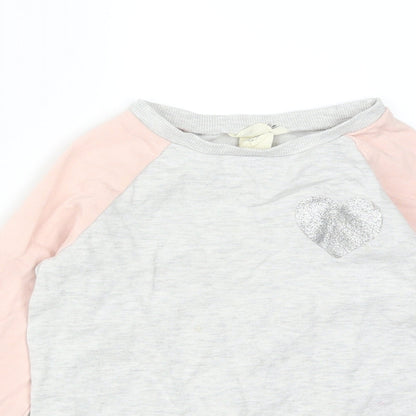H&M Girls Multicoloured Colourblock Cotton Pullover Sweatshirt Size 7-8 Years   - HEART