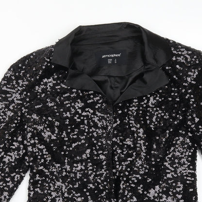 Atmosphere Womens Black  Polyester Jacket Blazer Size 8
