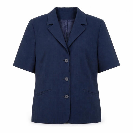 Front view of Bonmarché women’s blue jacket blazer, size UK 14