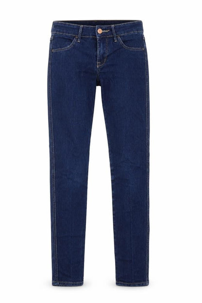 Front view of H&M women’s blue cotton skinny jeans, size UK 24, in, 30-inch leg regular