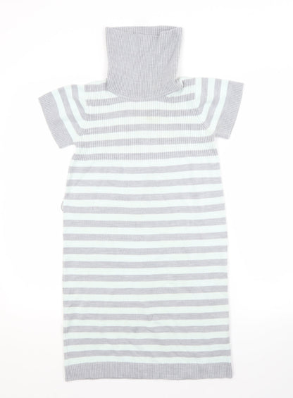 CQ Girls Multicoloured Striped Acrylic Jumper Dress  Size 10-11 Years Roll Neck