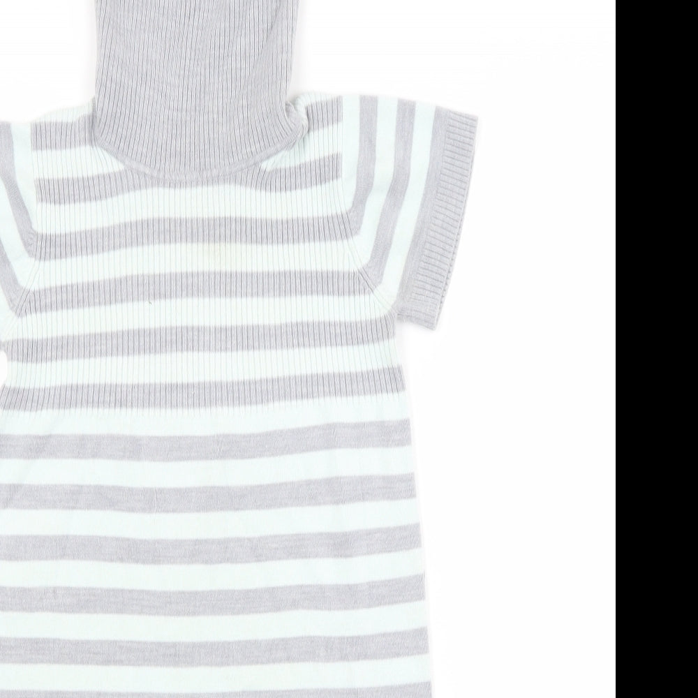 CQ Girls Multicoloured Striped Acrylic Jumper Dress  Size 10-11 Years Roll Neck