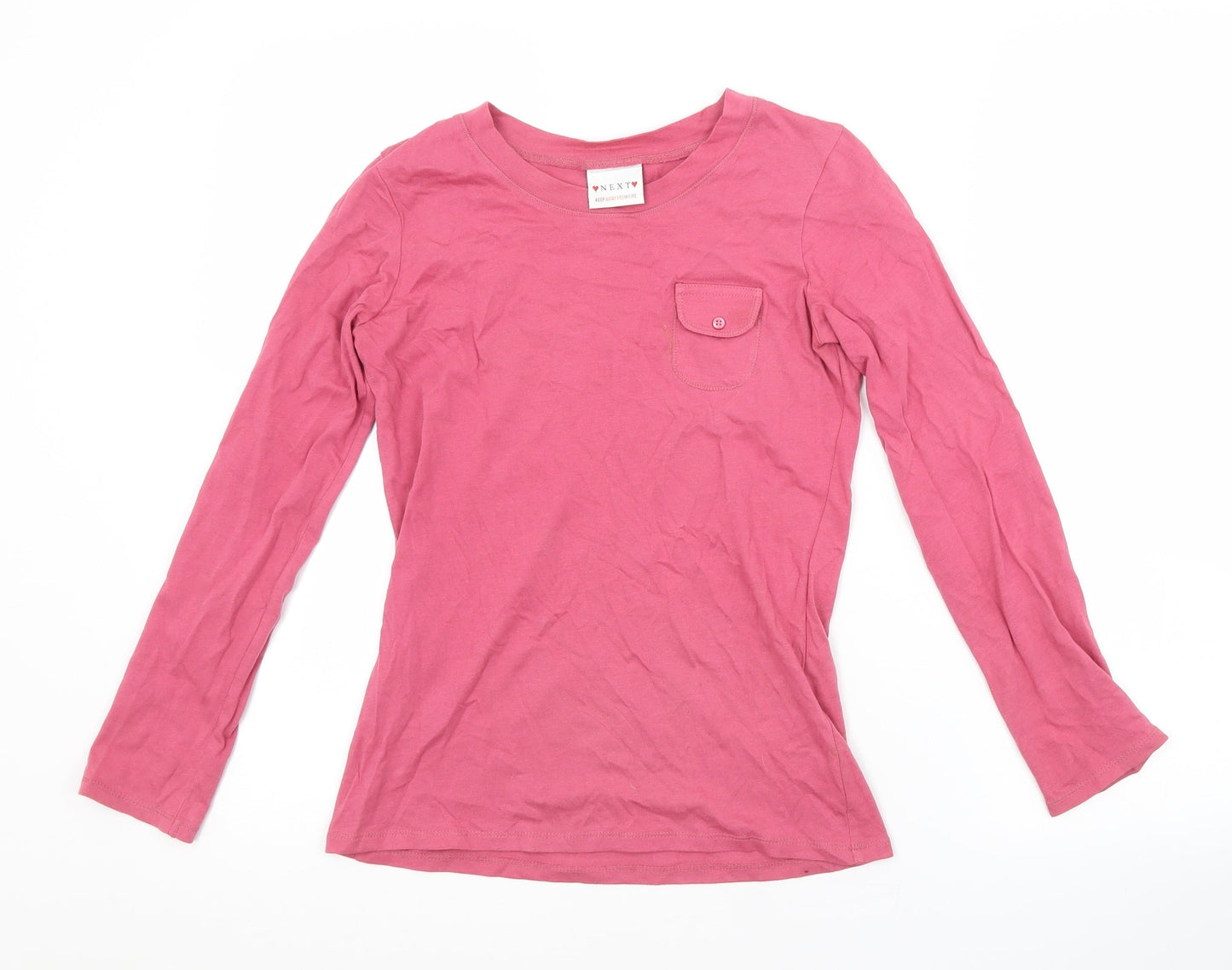 NEXT Girls Pink  Cotton Basic T-Shirt Size 9 Years Crew Neck
