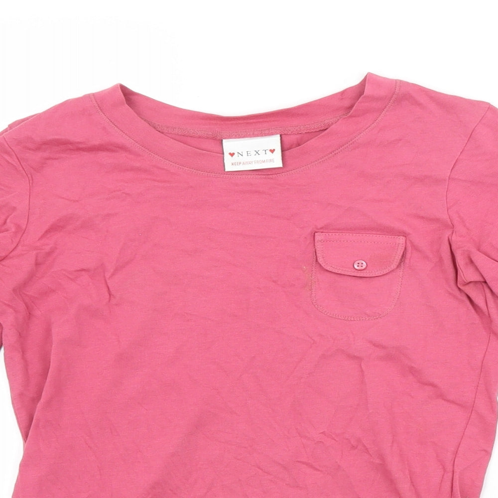 NEXT Girls Pink  Cotton Basic T-Shirt Size 9 Years Crew Neck