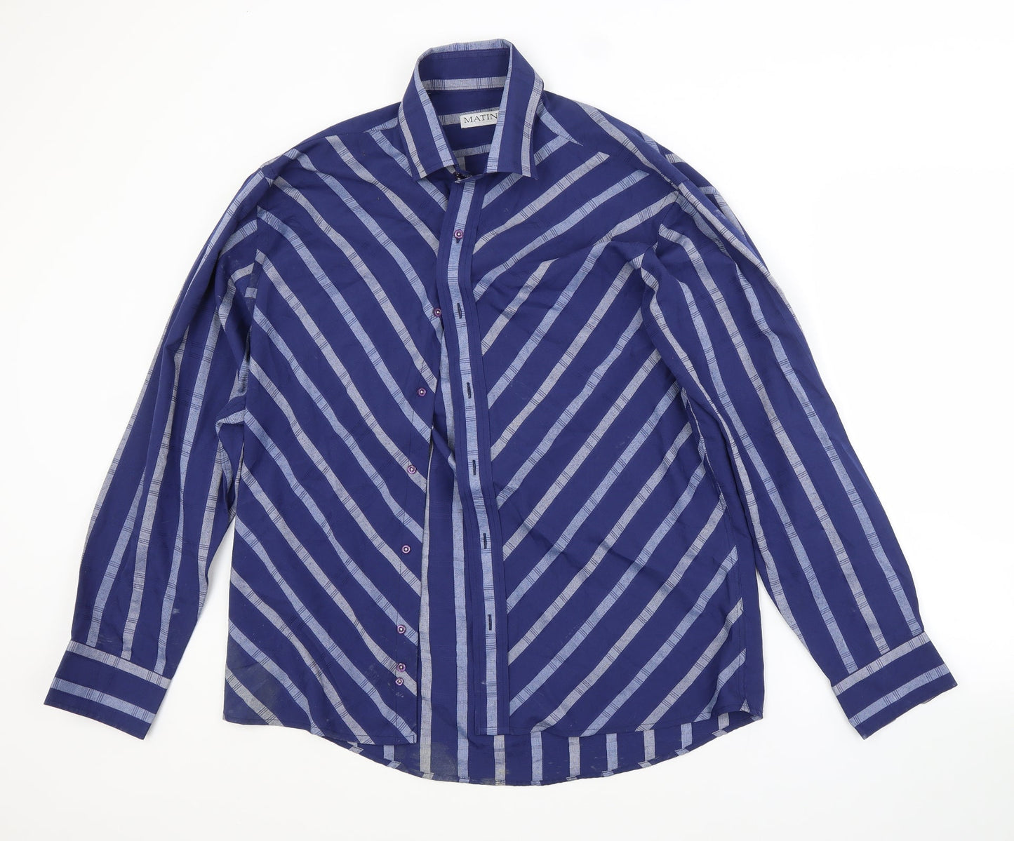 Mens UK Size L MATINEE Blue  Button-Up Long Sleeve Casual Shirt