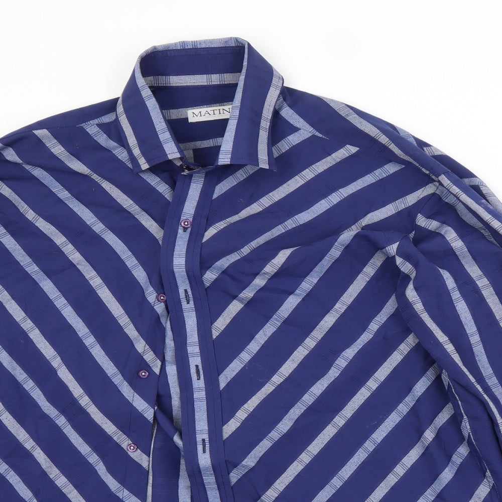 Mens UK Size L MATINEE Blue  Button-Up Long Sleeve Casual Shirt
