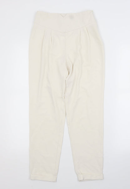 Womens UK Size 4 PRETTYLITTLETHING Regular Fit  White Trousers