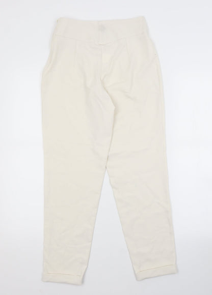 Womens UK Size 4 PRETTYLITTLETHING Regular Fit  White Trousers