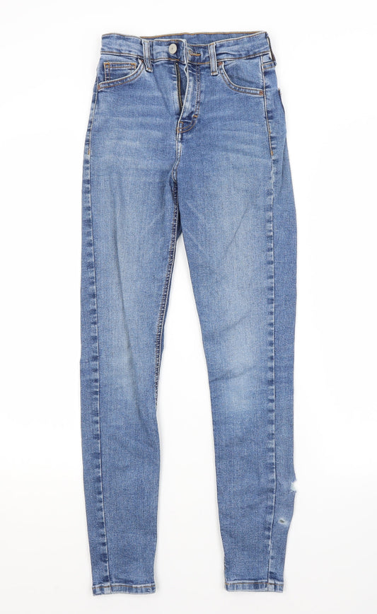 Topshop Womens Blue  Cotton Skinny Jeans Size 25 in L32 in Regular