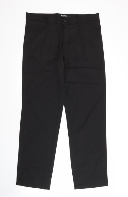 Peacocks Mens Black  Polyester Trousers  Size 32 in L30 in Regular