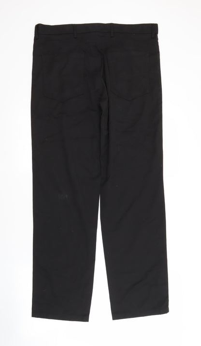 Peacocks Mens Black  Polyester Trousers  Size 32 in L30 in Regular