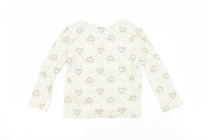 Primark Girls Beige Spotted Cotton Basic T-Shirt Size 12-18 Months Crew Neck
