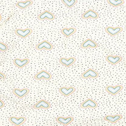 Primark Girls Beige Spotted Cotton Basic T-Shirt Size 12-18 Months Crew Neck