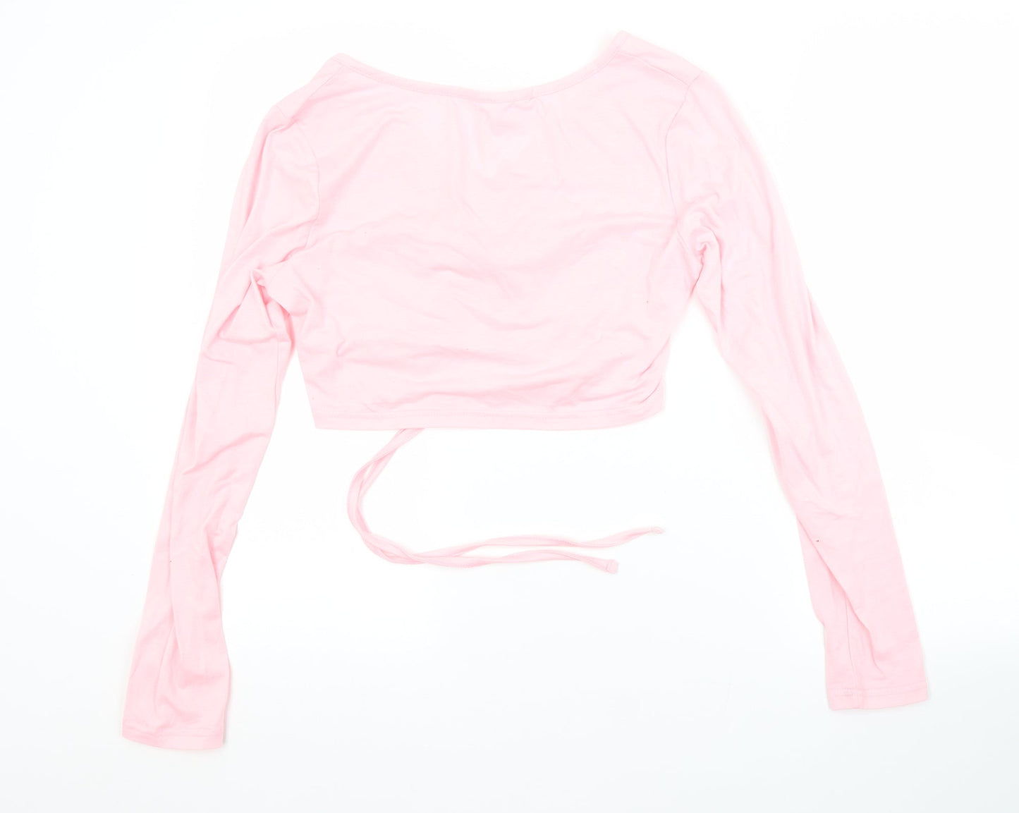 SheIn Womens Pink  Cotton Cropped Blouse Size M V-Neck