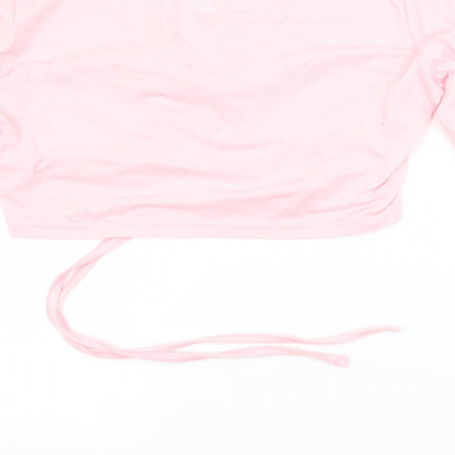 SheIn Womens Pink  Cotton Cropped Blouse Size M V-Neck