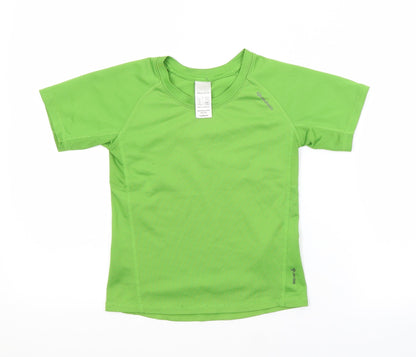 Quechua Boys Green  Polyester Basic Casual Size 5-6 Years Crew Neck