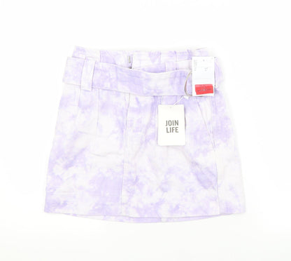 Bershka Womens Purple  Cotton Straight & Pencil Skirt Size 6