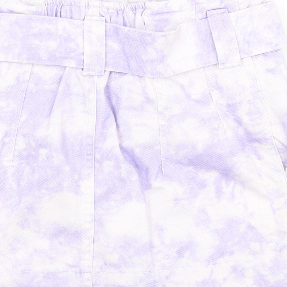 Bershka Womens Purple  Cotton Straight & Pencil Skirt Size 6