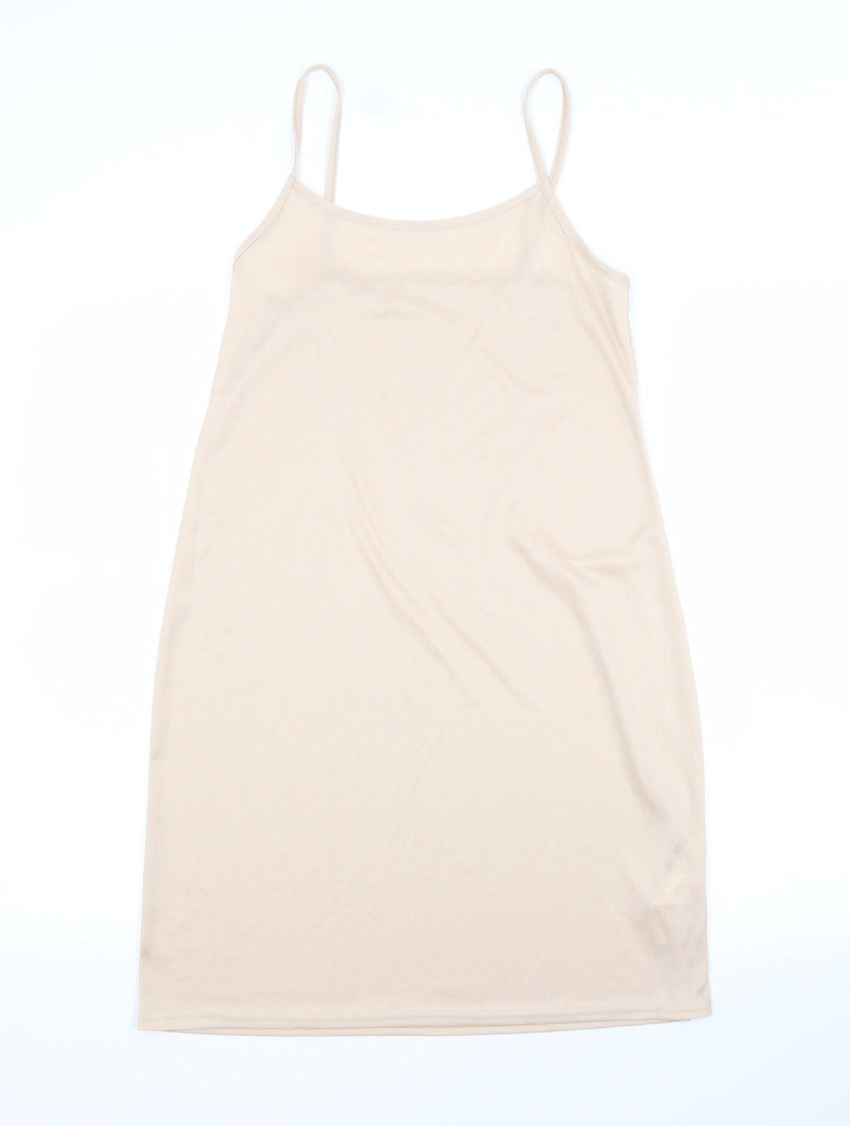 Primark Womens Beige Batik Polyester Slip Dress  Size 8 Scoop Neck
