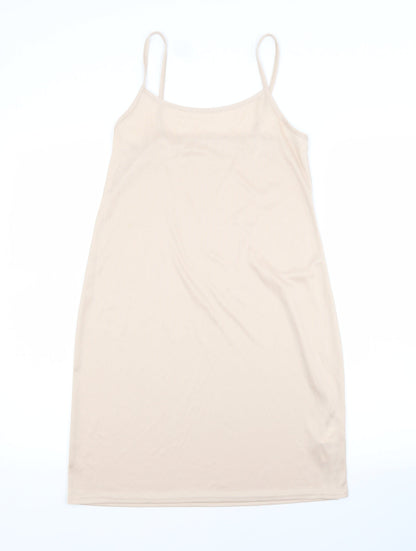 Primark Womens Beige Batik Polyester Slip Dress  Size 8 Scoop Neck