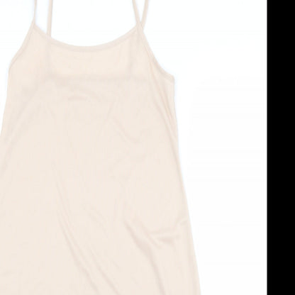 Primark Womens Beige Batik Polyester Slip Dress  Size 8 Scoop Neck