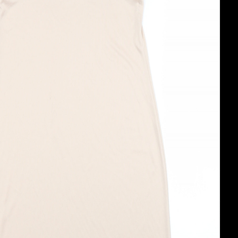Primark Womens Beige Batik Polyester Slip Dress  Size 8 Scoop Neck