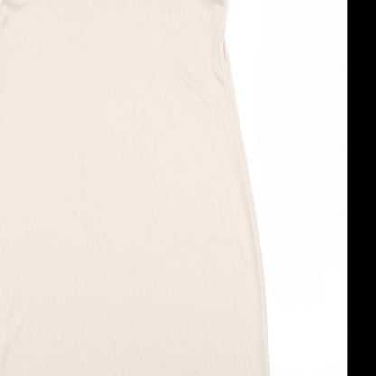 Primark Womens Beige Batik Polyester Slip Dress  Size 8 Scoop Neck