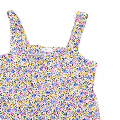 Papaya Womens Multicoloured Fair Isle Viscose Basic Blouse Size 10 Square Neck