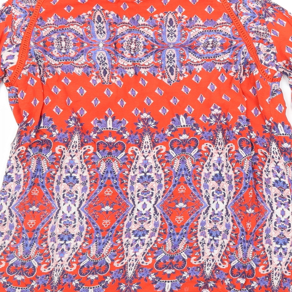 F&F Womens Red Argyle/Diamond  Basic Blouse Size 6 Scoop Neck