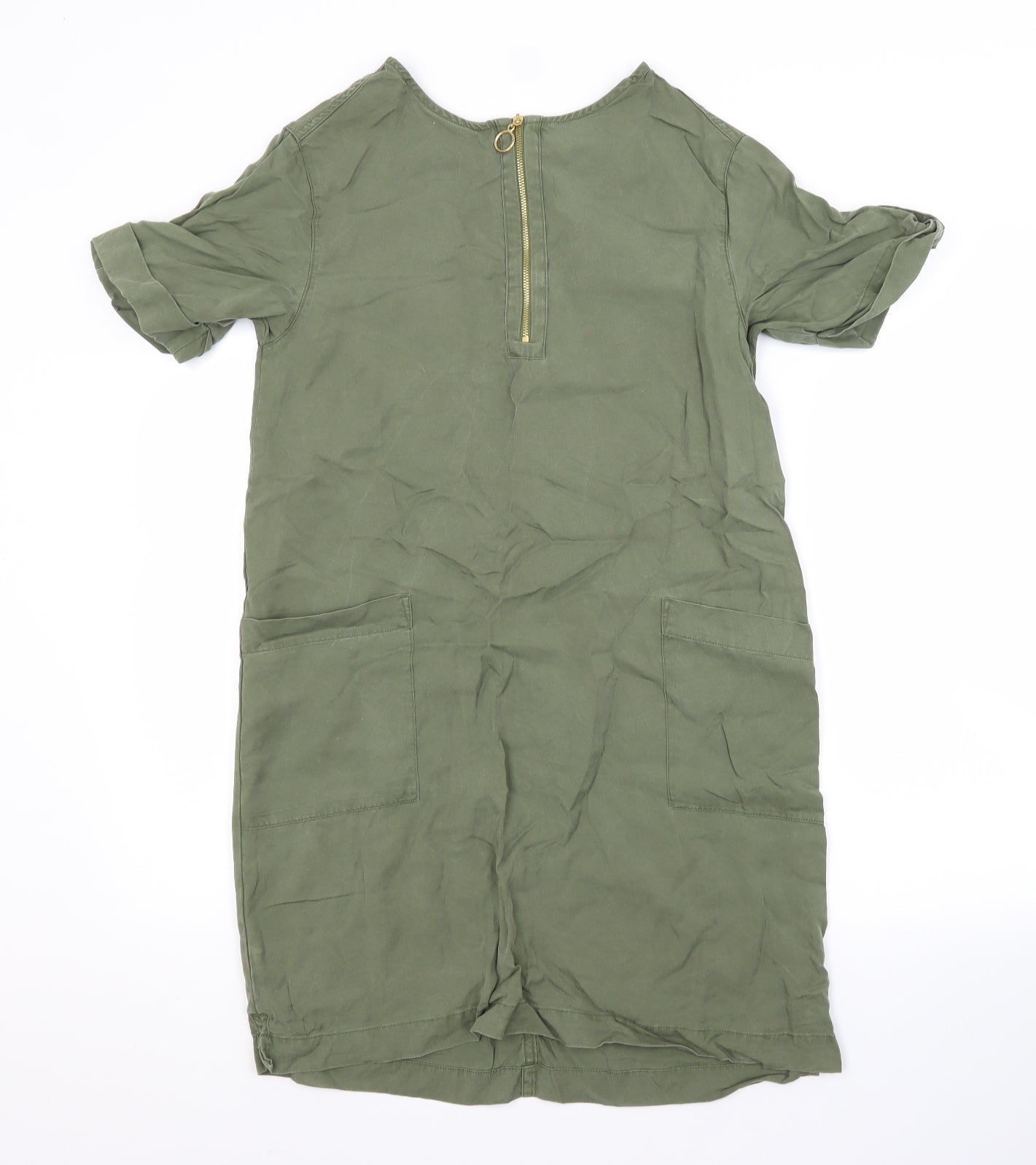 F&F Womens Green  Lyocell Shirt Dress  Size 6 Crew Neck