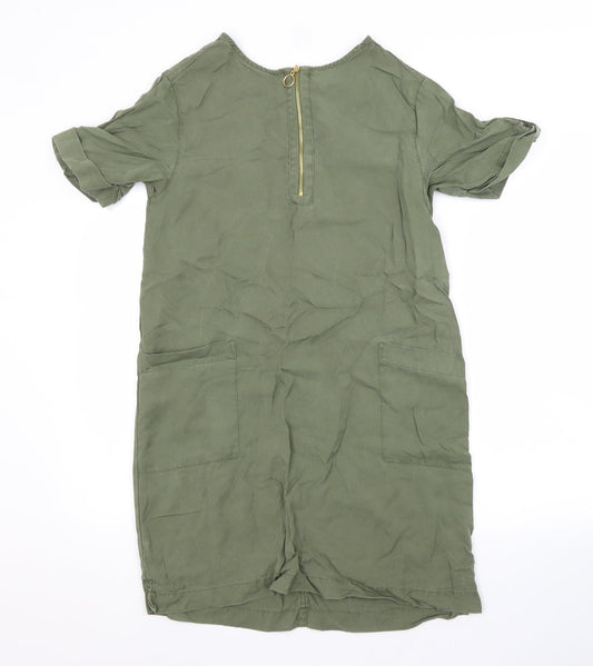 F&F Womens Green  Lyocell Shirt Dress  Size 6 Crew Neck
