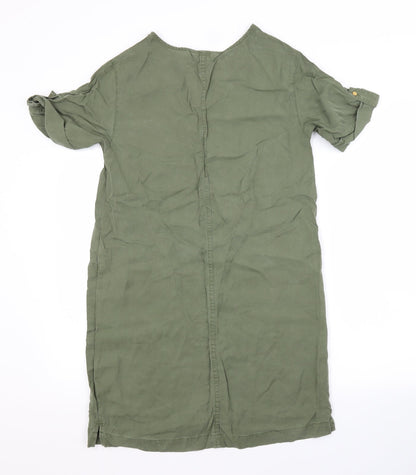 F&F Womens Green  Lyocell Shirt Dress  Size 6 Crew Neck
