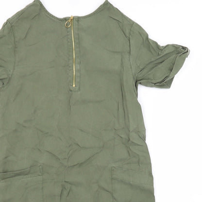 F&F Womens Green  Lyocell Shirt Dress  Size 6 Crew Neck