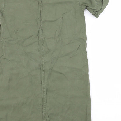F&F Womens Green  Lyocell Shirt Dress  Size 6 Crew Neck
