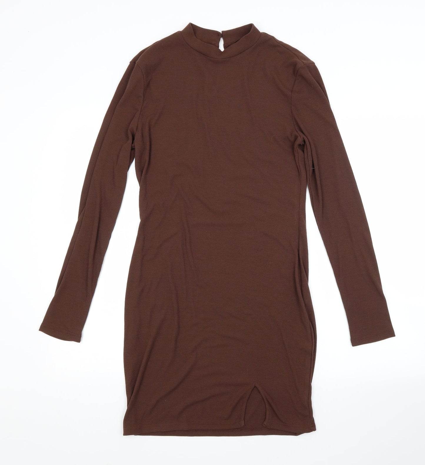 SheIn Womens Brown  Polyester Pencil Dress  Size L Crew Neck